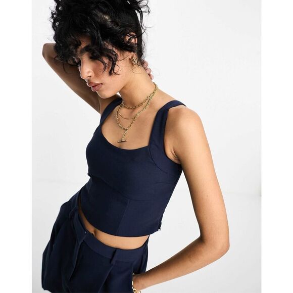 Abercrombie & Fitch Tops - Abercrombie & Fitch Corset Top Navy Blue Co-Ord Size XL Structured Adjustable